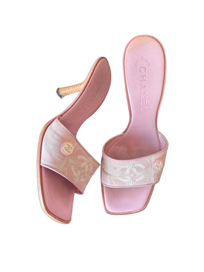 Chanel Pink Logo Mules (37)