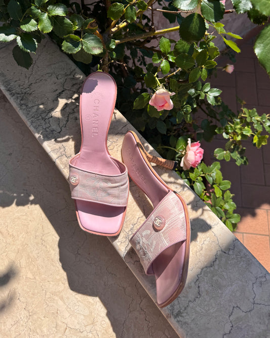 Chanel Pink Logo Mules (37)