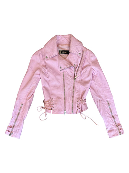 Versace Pink Corset Biker Jacket (40)