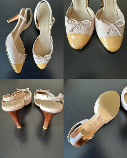 Chanel Beige/Yellow Slingback (36)