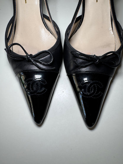 Chanel Black Slingback (36.5)