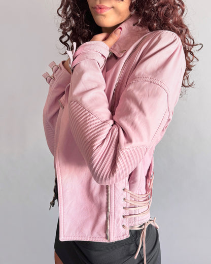 Versace Pink Corset Biker Jacket (40)