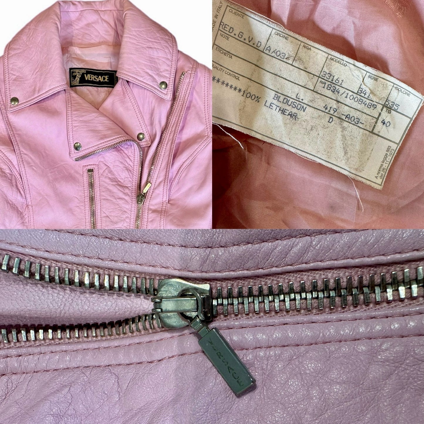 Versace Pink Corset Biker Jacket (40)