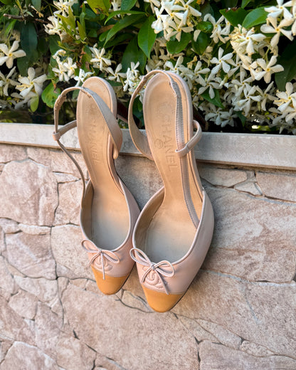 Chanel Beige/Yellow Slingback (36)