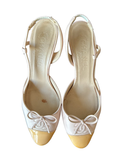 Chanel Beige/Yellow Slingback (36)