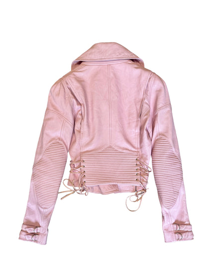 Versace Pink Corset Biker Jacket (40)