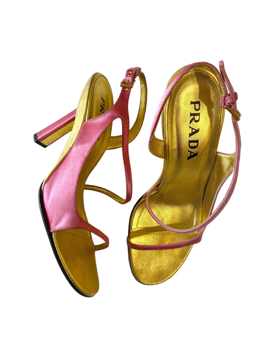 Prada Pink Satin Sandals 40