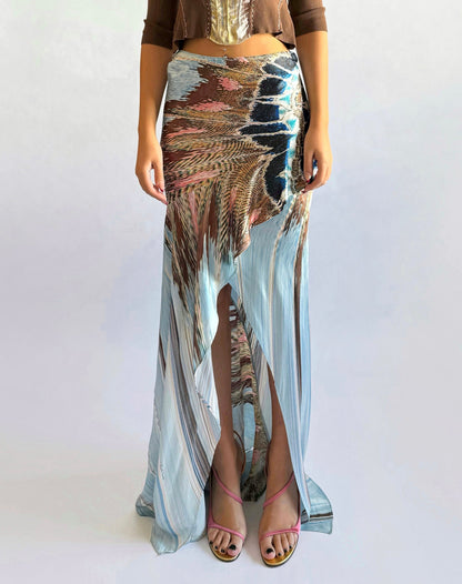 Roberto Cavalli SS 2004 Silk Long Skirt (M)