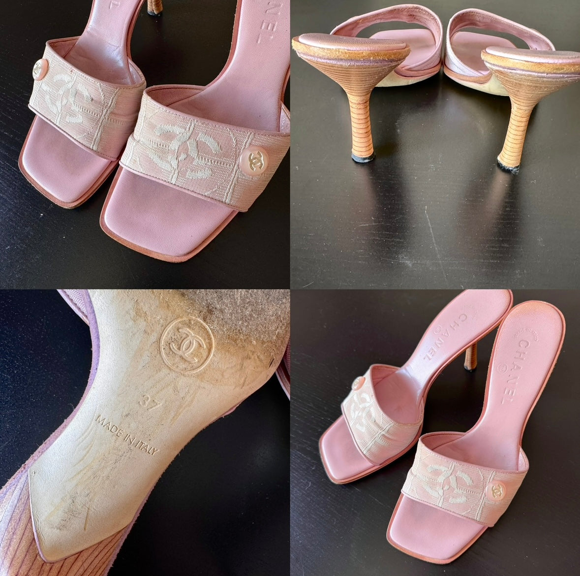 Chanel Pink Logo Mules (37)