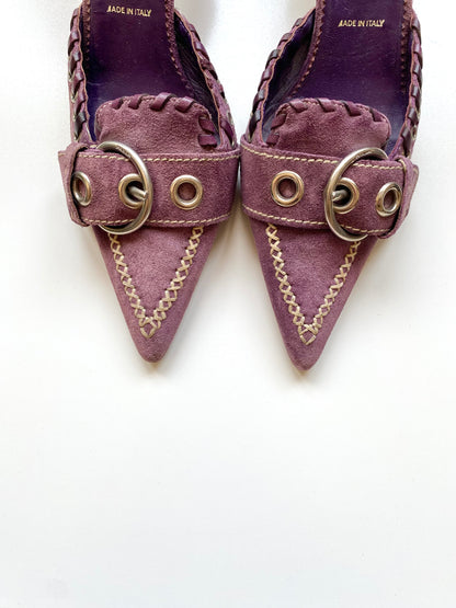 Prada Purple Buckle Mules 36