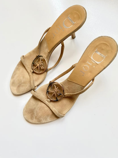 Dior Suede Logo Peace Mules 39.5