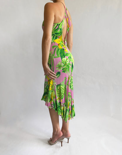 Versace Tropical Cut Out Dress (S/M)