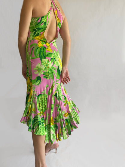 Versace Tropical Cut Out Dress (S/M)