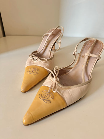 Chanel Cream/Yellow Slingback (40)