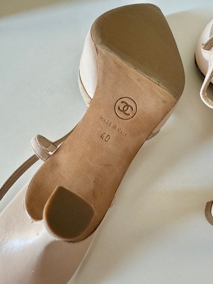 Chanel Cream/Yellow Slingback (40)