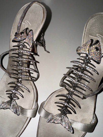 Zanotti Strass Fishbone Sandals (36)