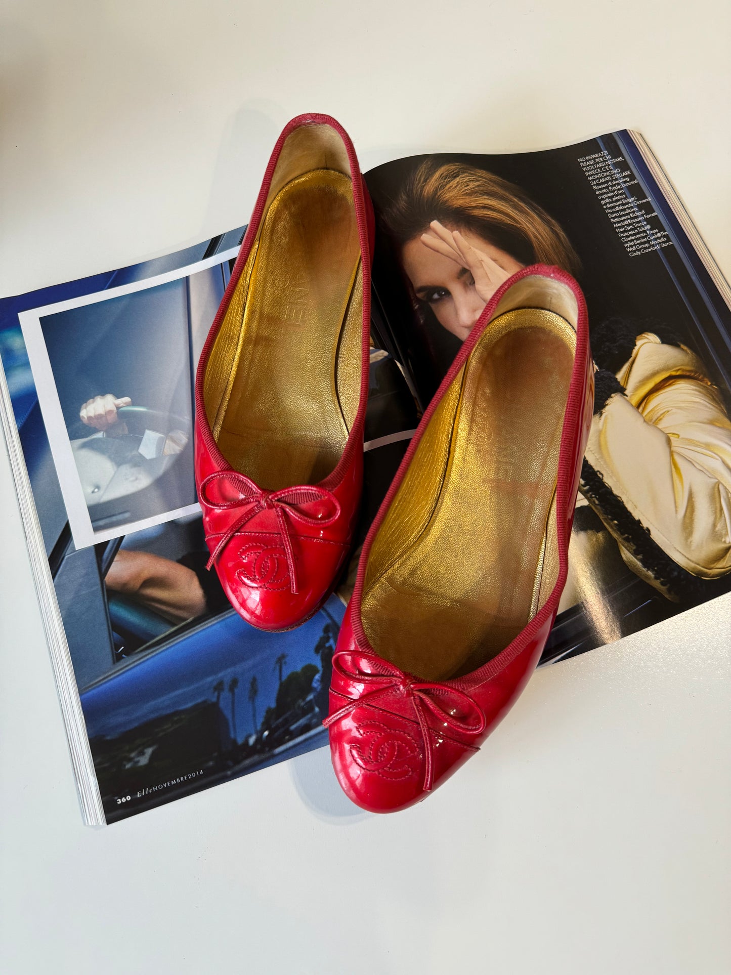 Chanel Red Ballerinas 36.5