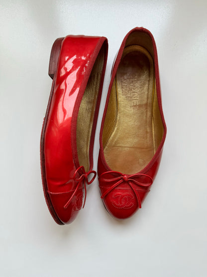 Chanel Red Ballerinas 36.5