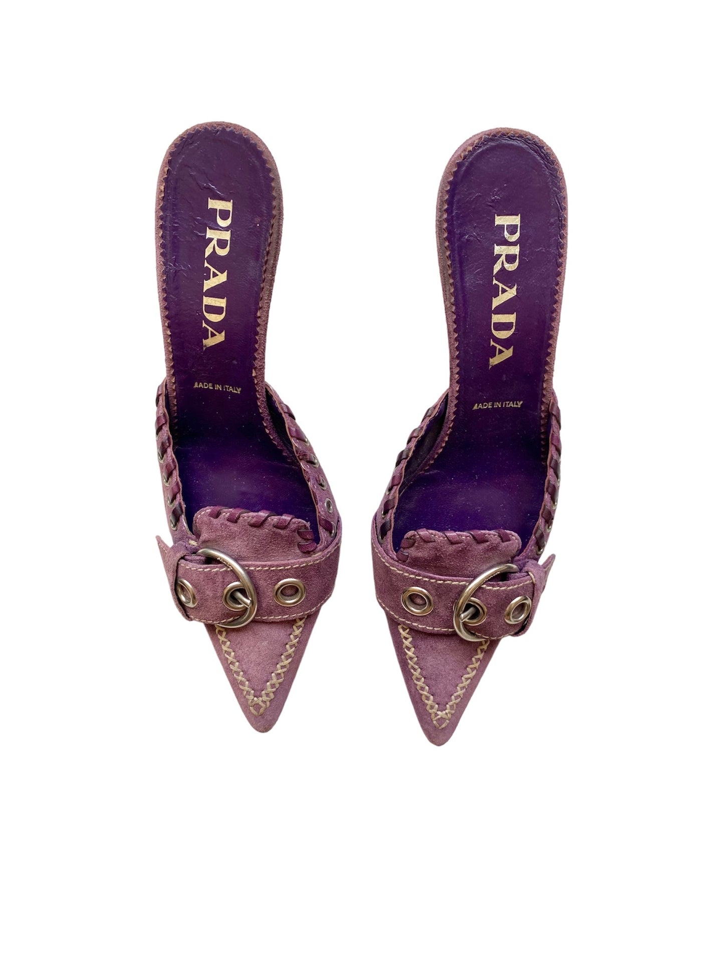 Prada Purple Buckle Mules 36