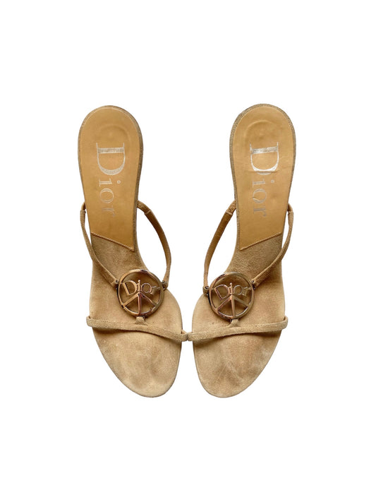 Dior Suede Logo Peace Mules 39.5