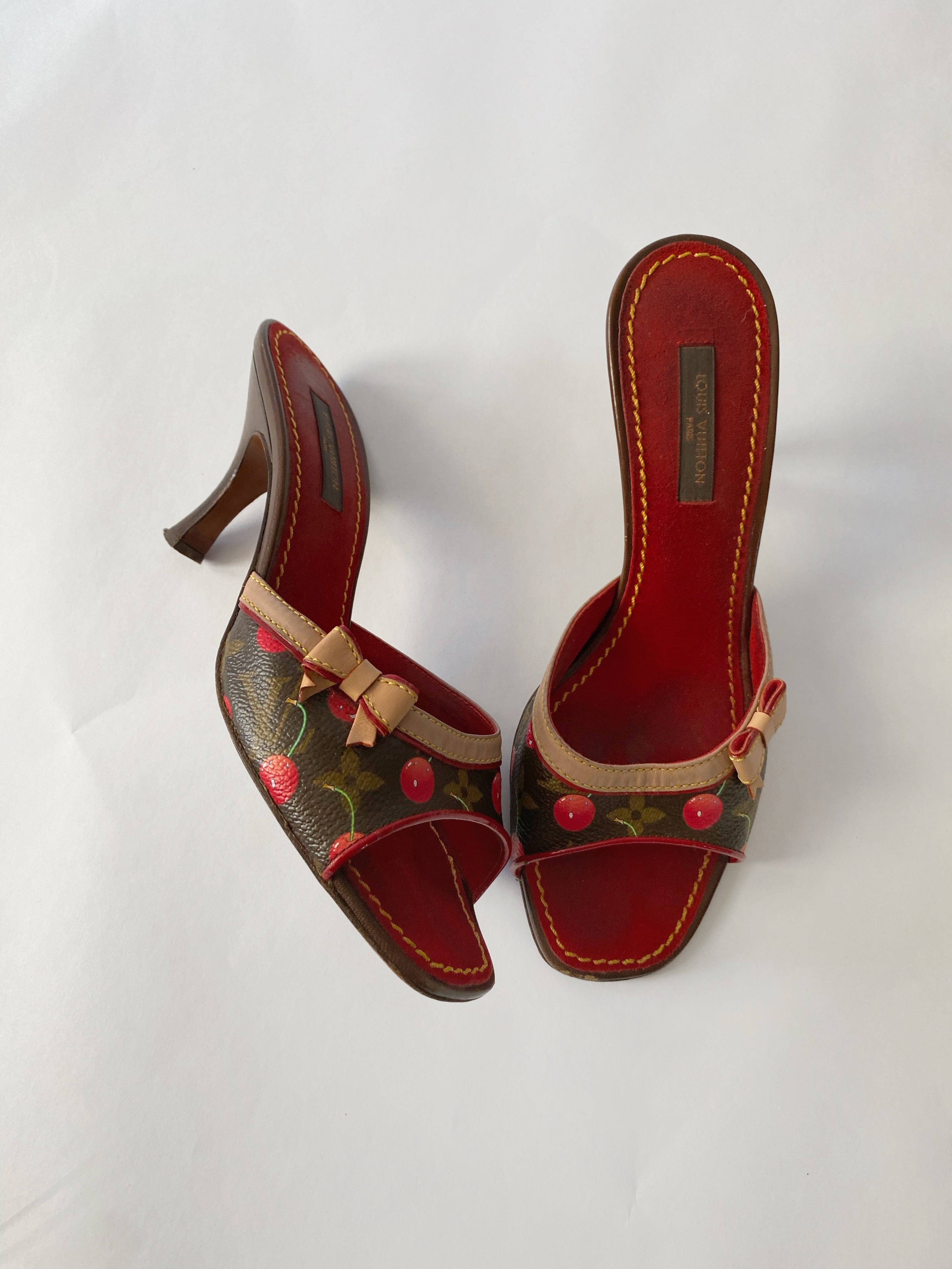 Louis Vuitton, Shoes, Vintage Louis Vuitton Red Heels Takashi Flower  Print
